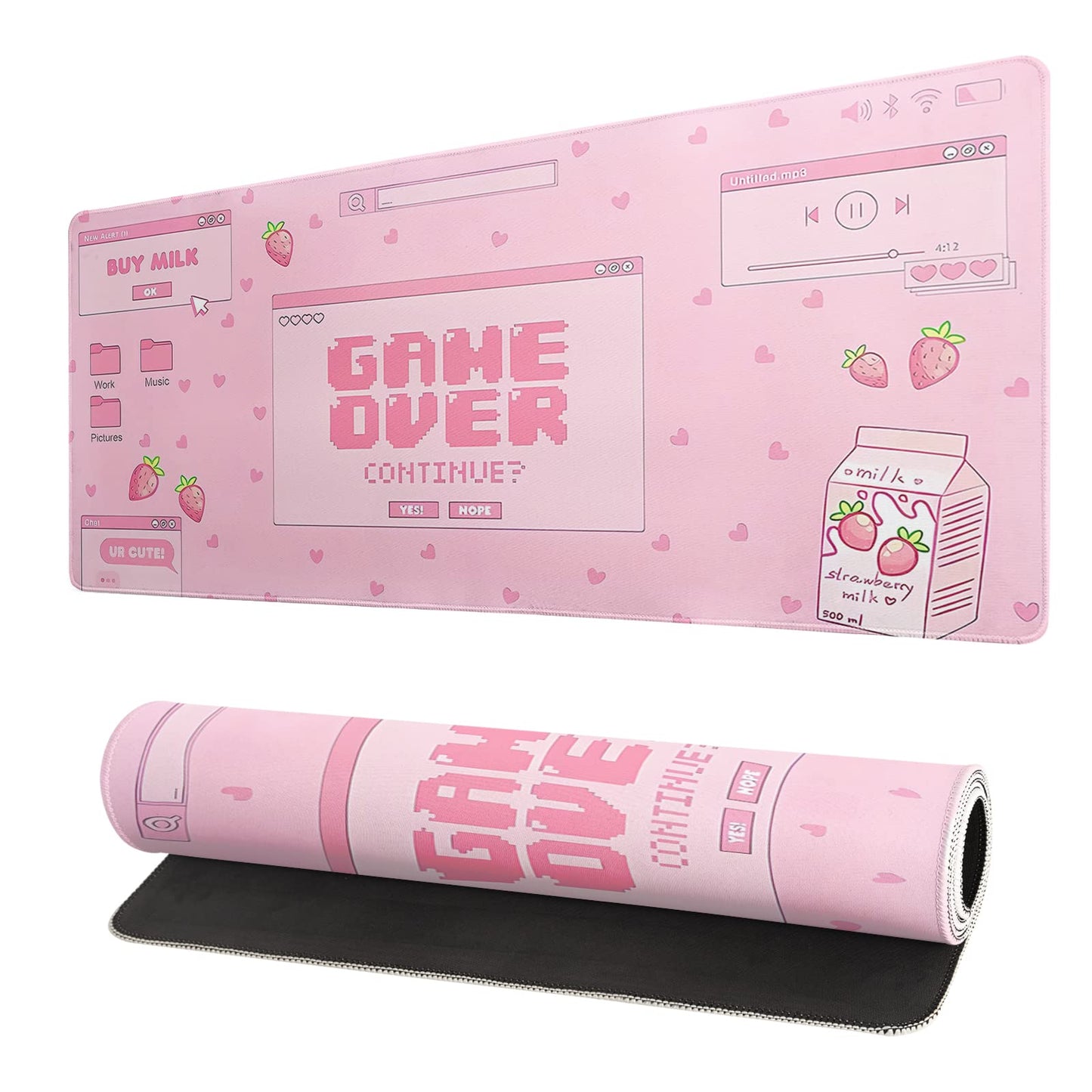 Black and White Japanese Cherry Blossom Gaming Mouse