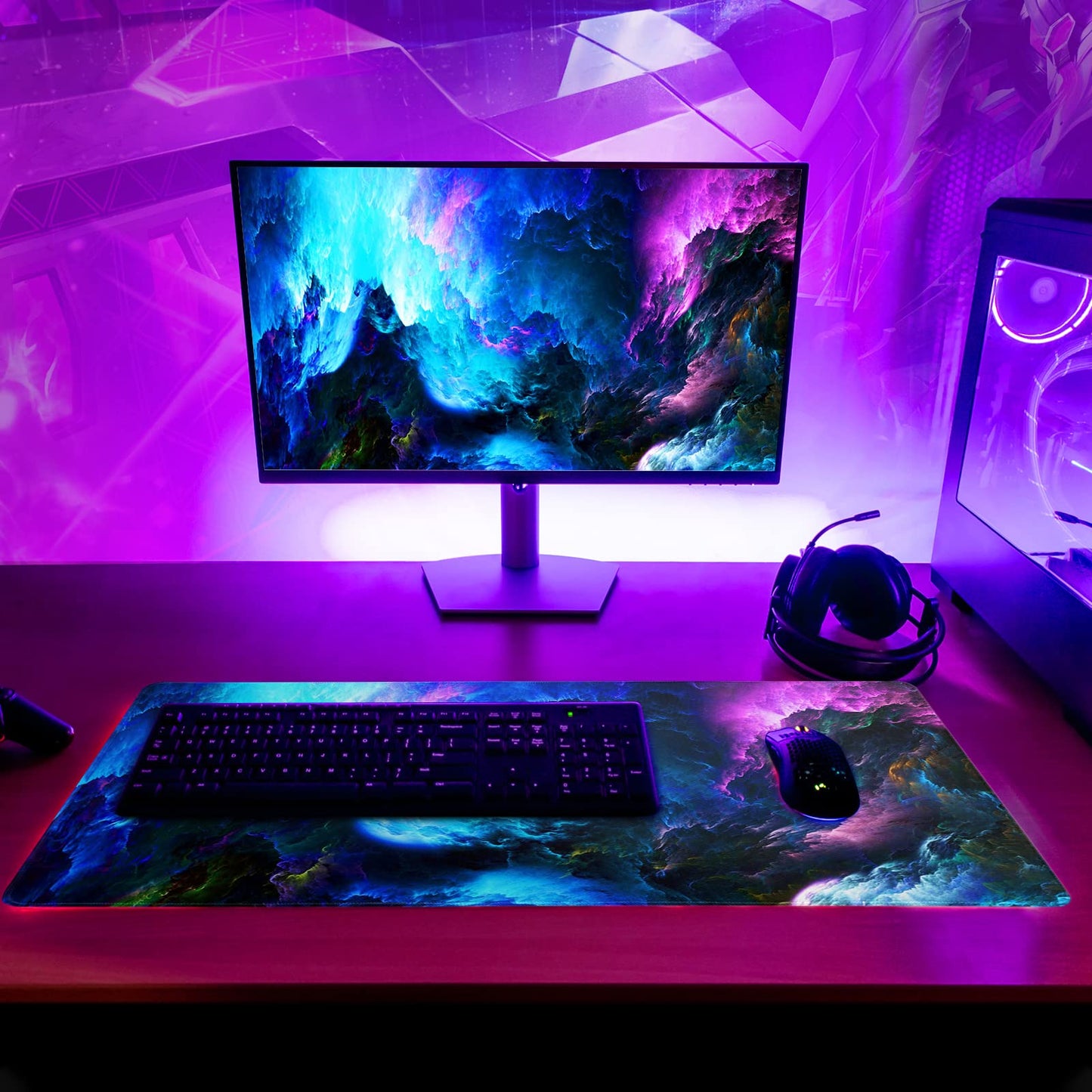 Black and White Japanese Cherry Blossom Gaming Mouse