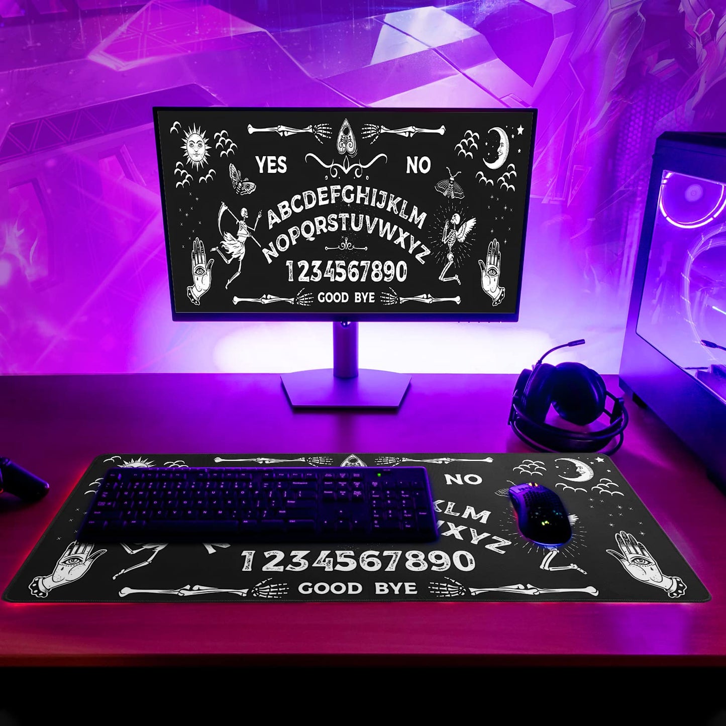 Black and White Japanese Cherry Blossom Gaming Mouse