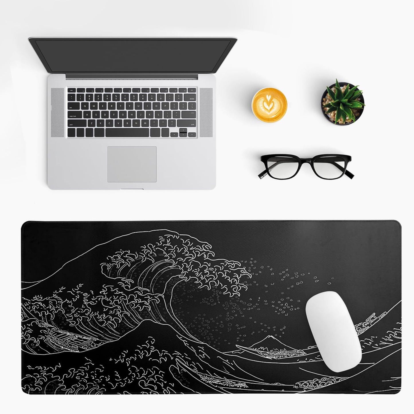 Black and White Japanese Cherry Blossom Gaming Mouse