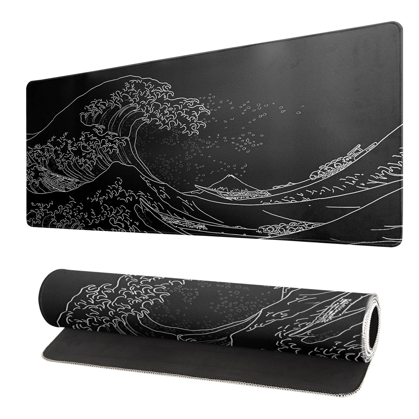 Black and White Japanese Cherry Blossom Gaming Mouse