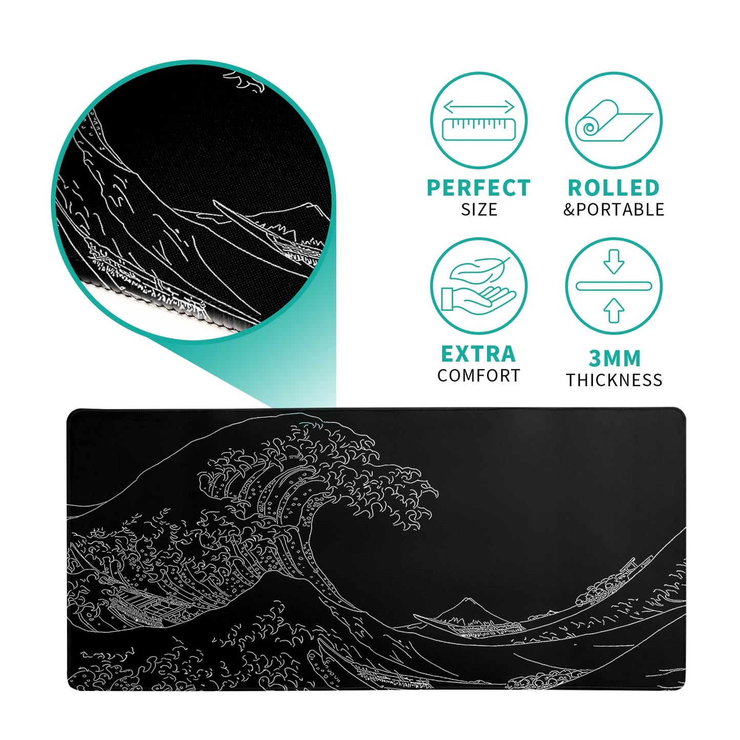 Black and White Japanese Cherry Blossom Gaming Mouse
