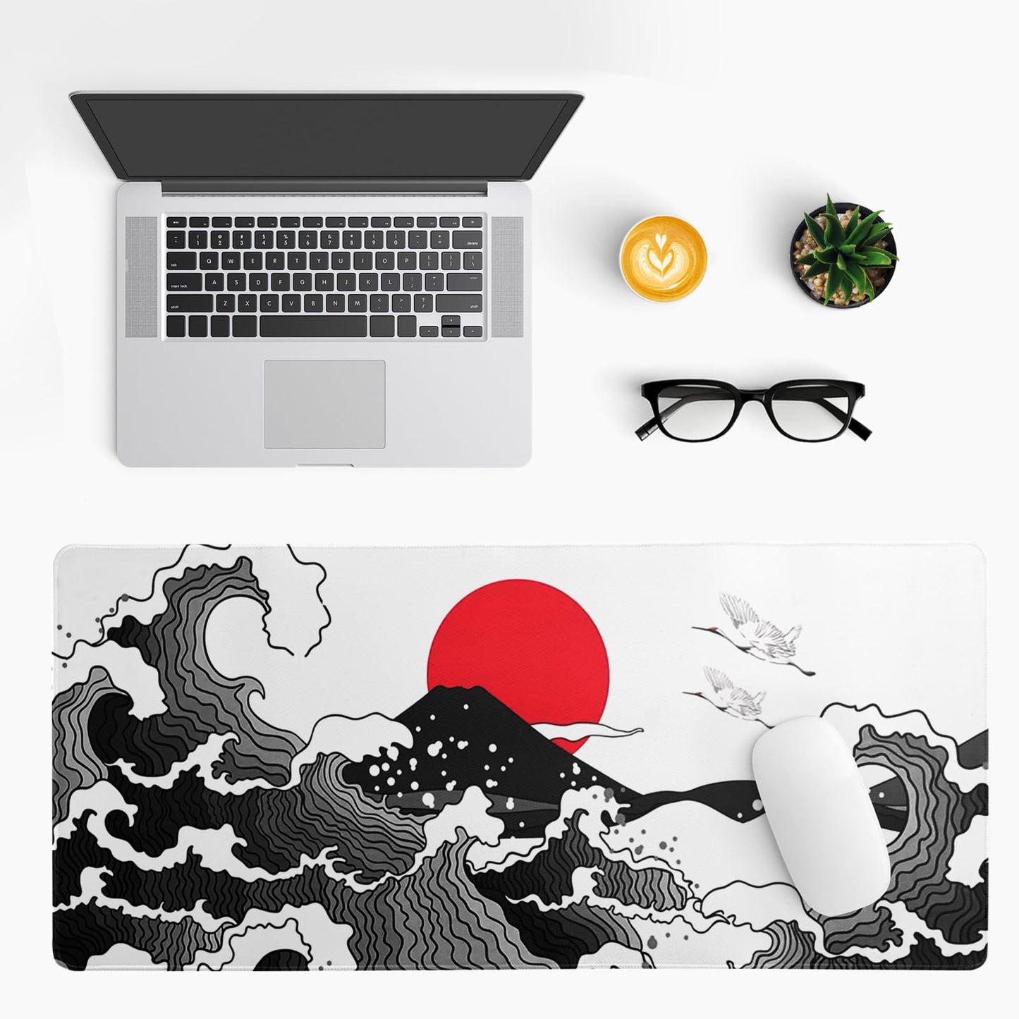 Black and White Japanese Cherry Blossom Gaming Mouse