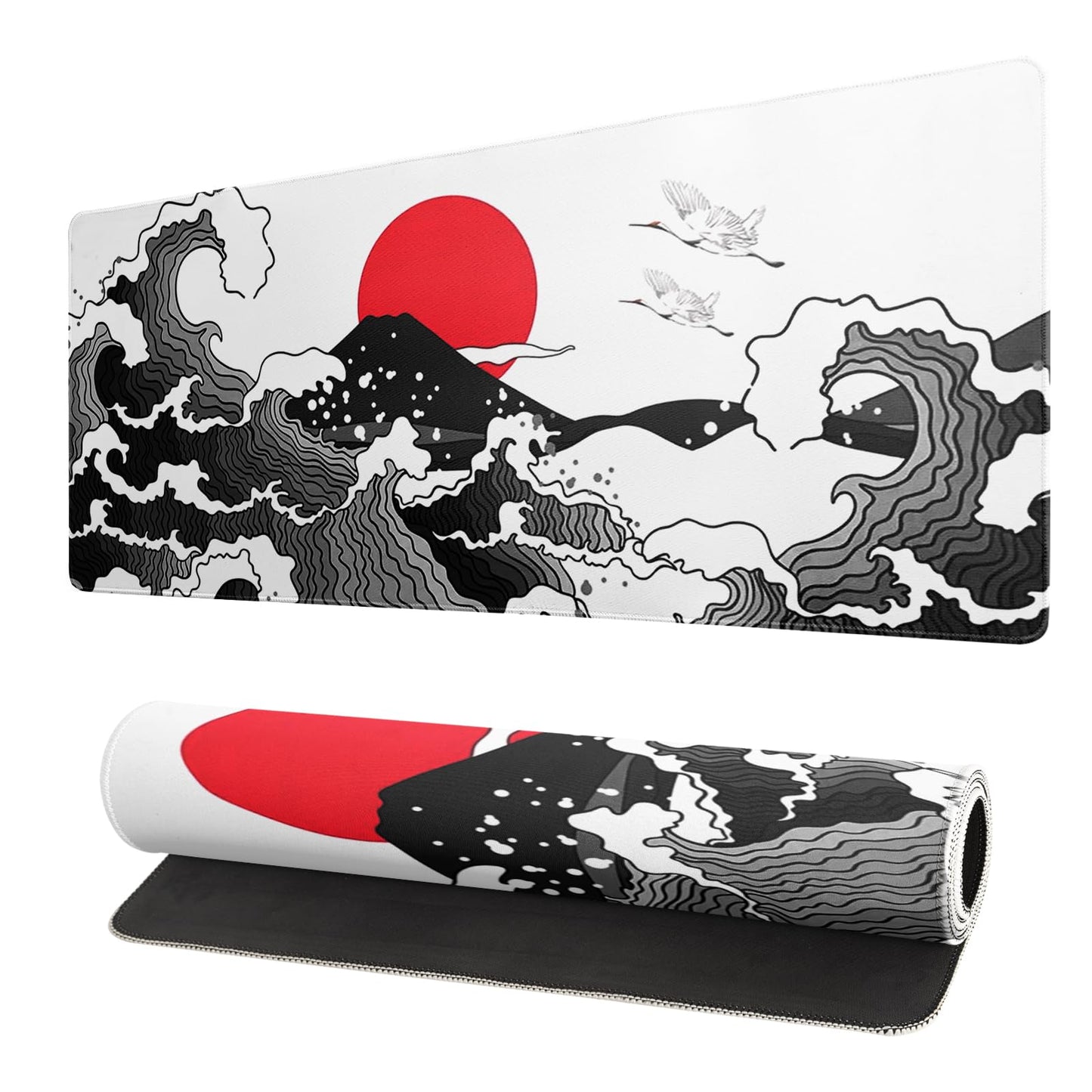 Black and White Japanese Cherry Blossom Gaming Mouse