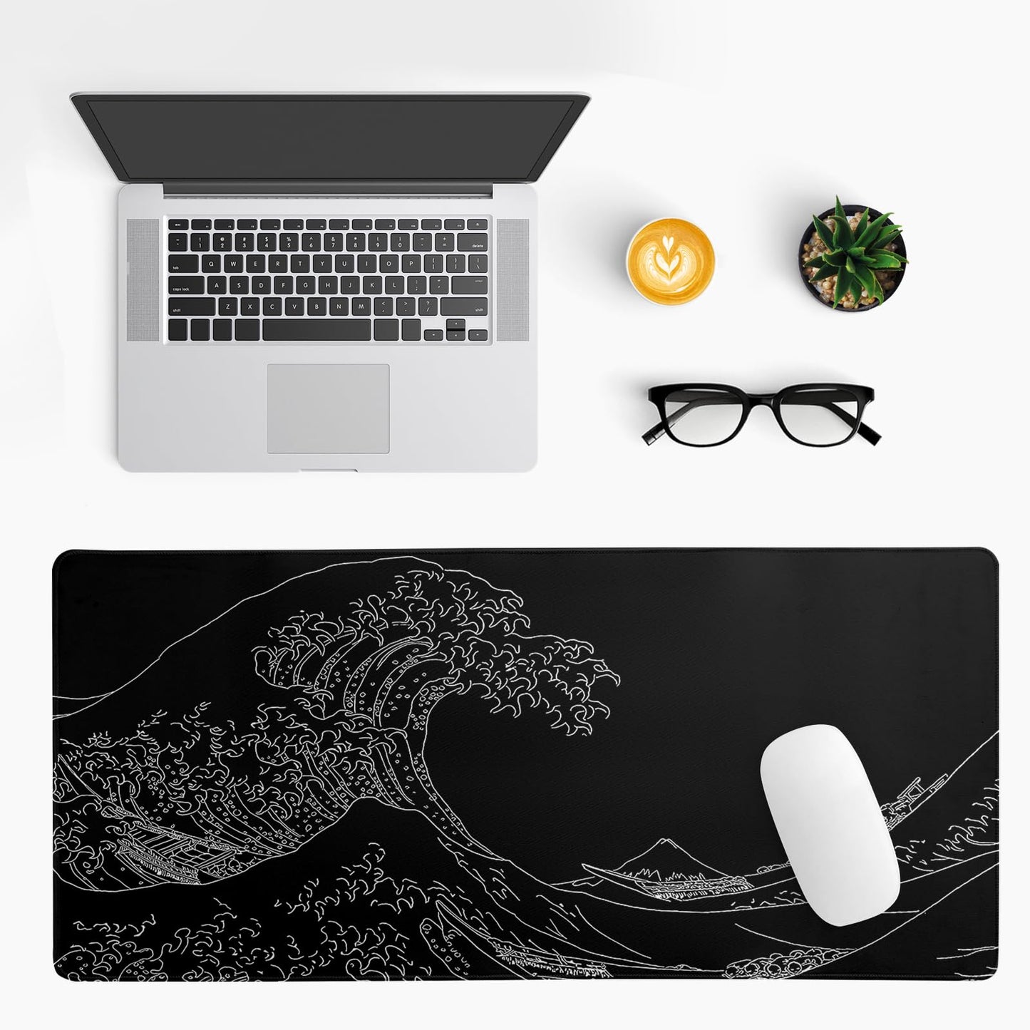 Black and White Japanese Cherry Blossom Gaming Mouse
