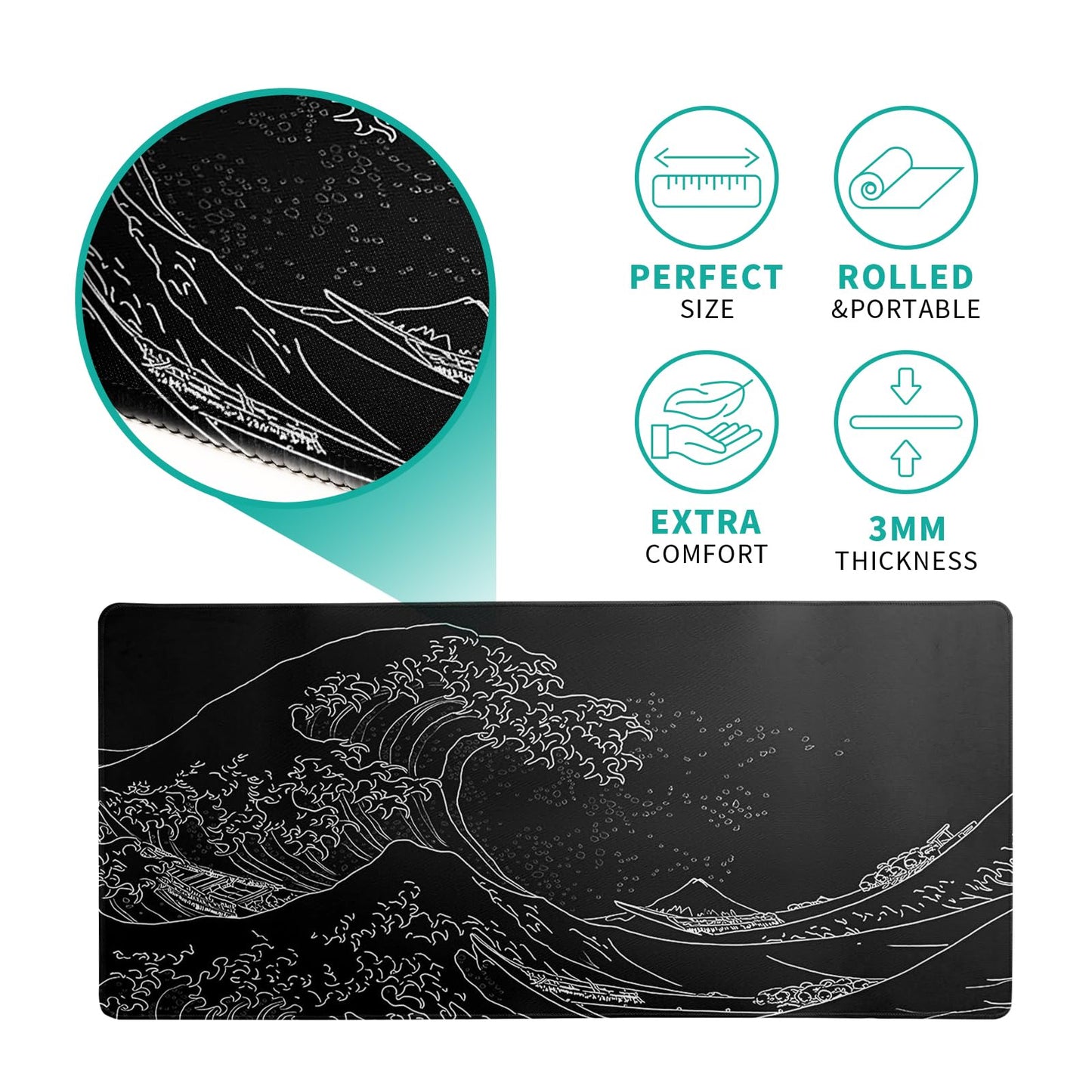 Black and White Japanese Cherry Blossom Gaming Mouse