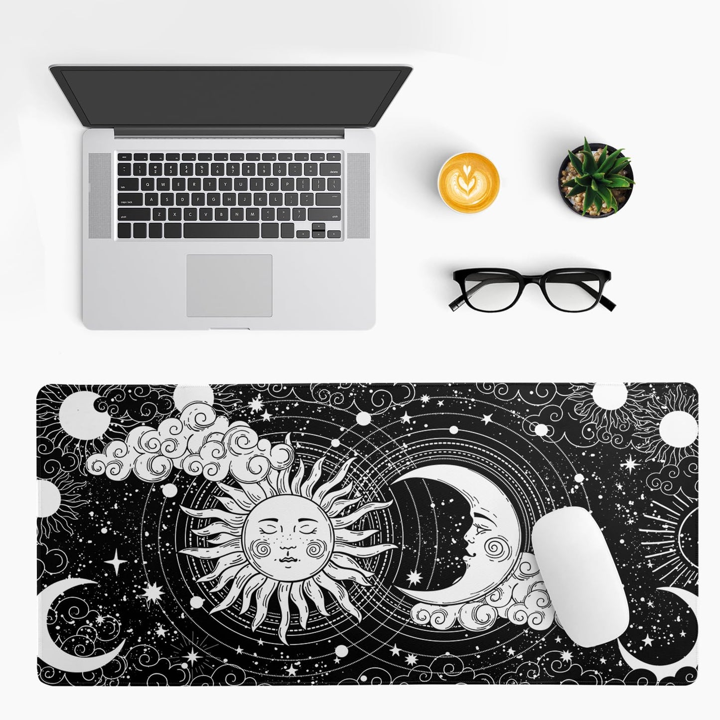 Black and White Japanese Cherry Blossom Gaming Mouse