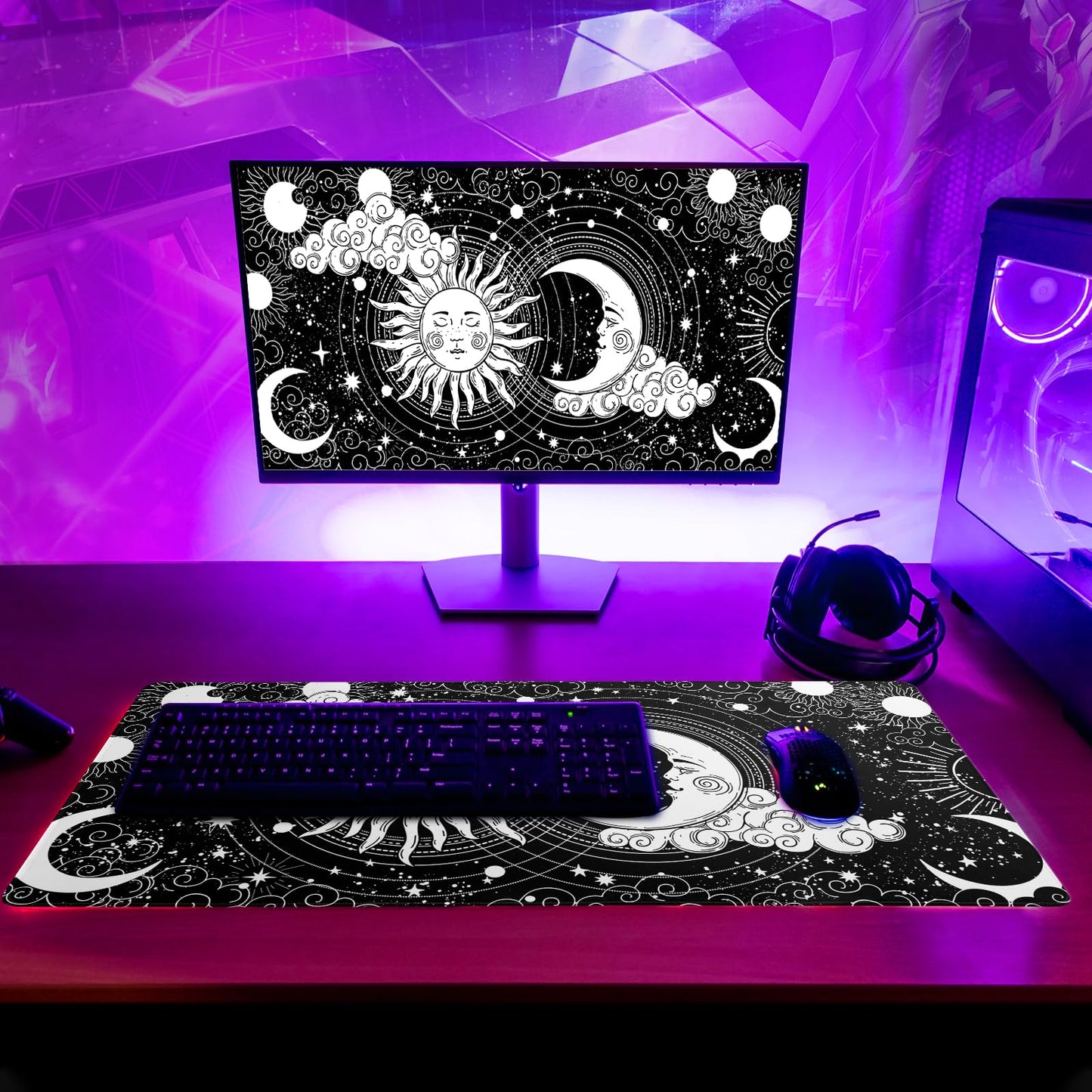 Black and White Japanese Cherry Blossom Gaming Mouse